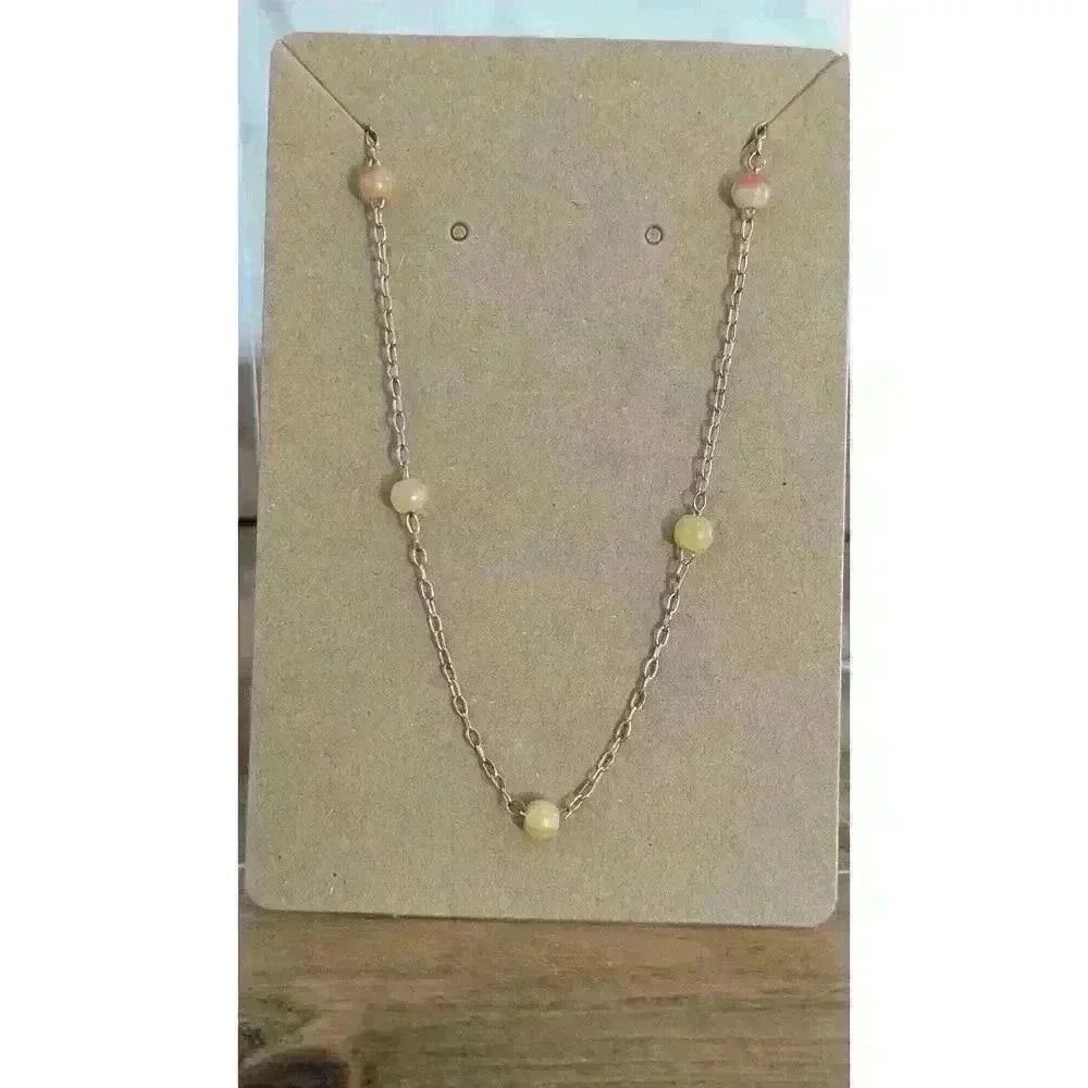 Orange and Red Stone Station Necklace